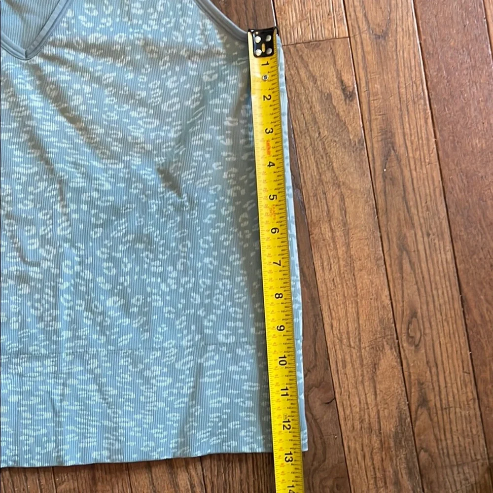 Athleta Gray Teal and Mint Green Leopard Fitted Sleeveless Tank Top